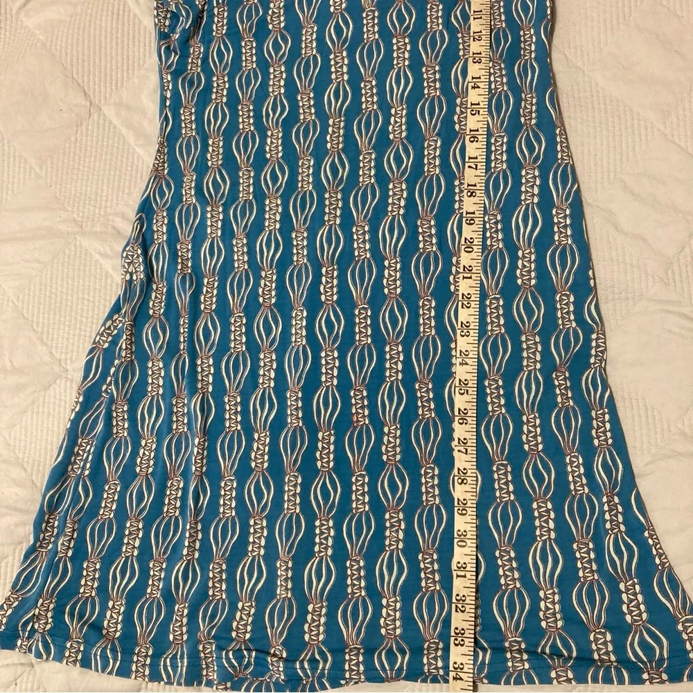 Free People  Midi Dress Blue Patterned Sleeveless Rayon Collared Size M - Picture 9 of 11
